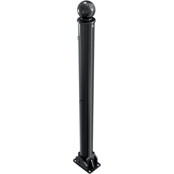 Ornamental bollard | Series 474B | � 76 mm | foldable, self-engaging lockto be fixed by plugs, with base plate 100 x 150 mm | with Euro profile cylinder lock and three keys | without eyelet